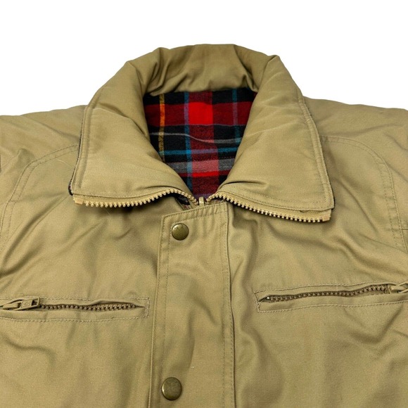 Vintage Mountain Crest Reversible Vest Brown Plaid Hunting Shooting‎ Large - Picture 3 of 10